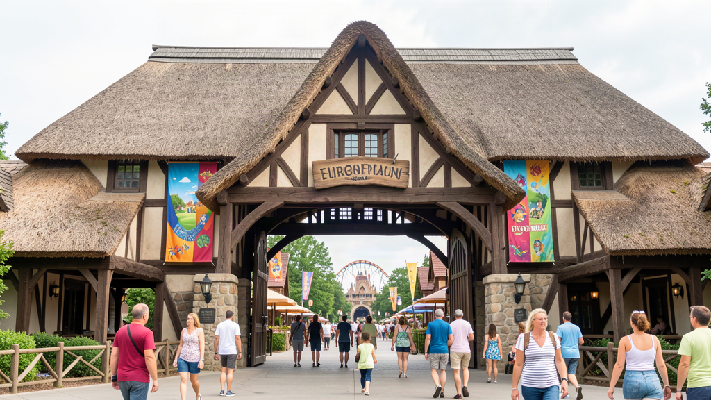 Vue intérieure d'un parc à thème français